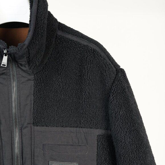 Fendi Reversible Black Wool Fleece & Brown Patchwork Jacket - Picture 11 of 15